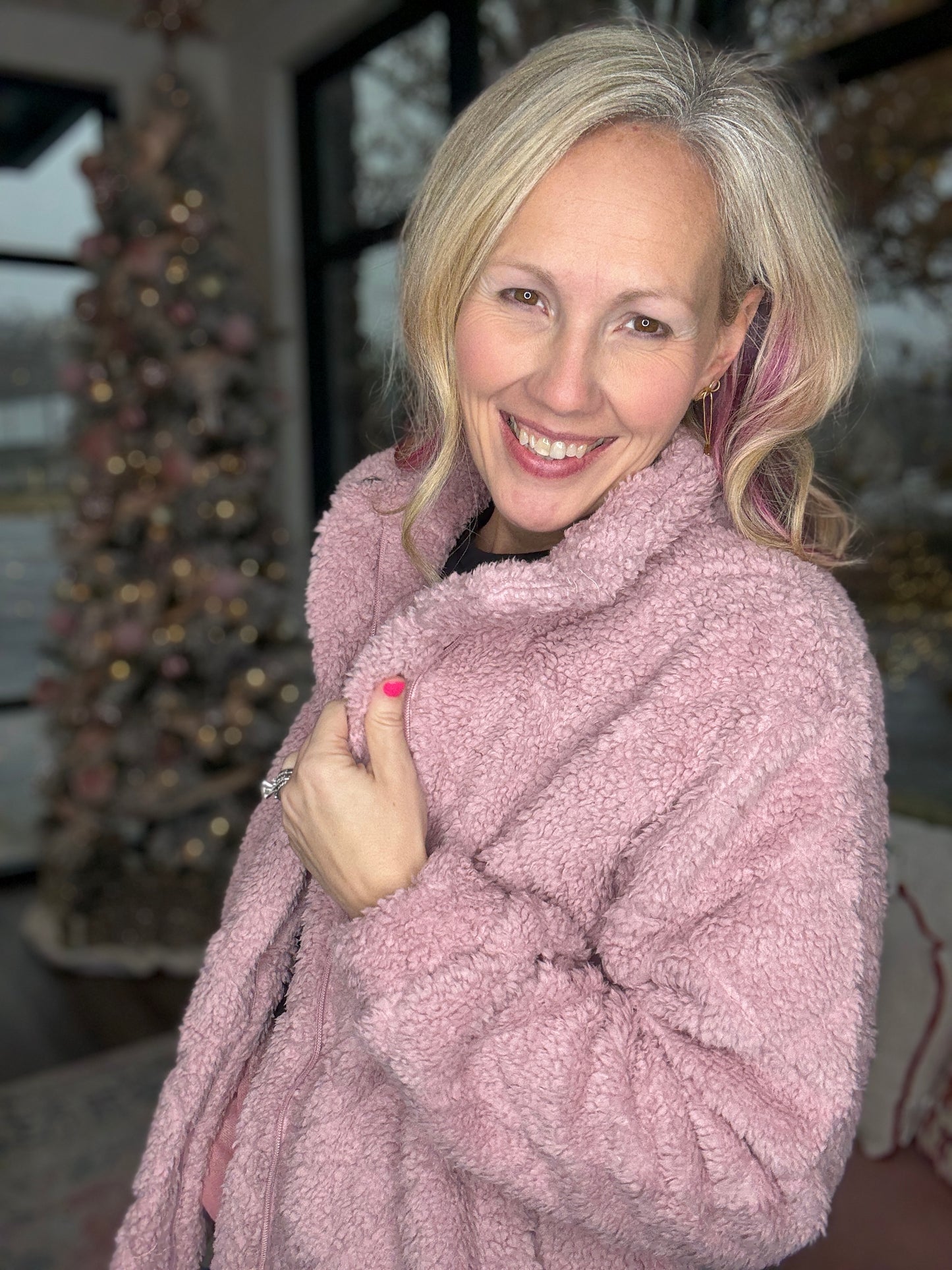 Candie Sherpa Jacket- Mauve