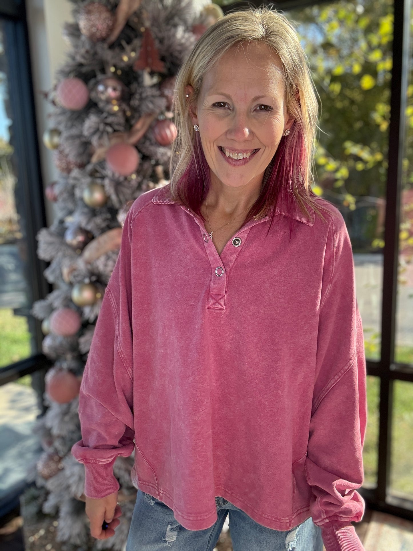 Berry Mineral Wash Pullover