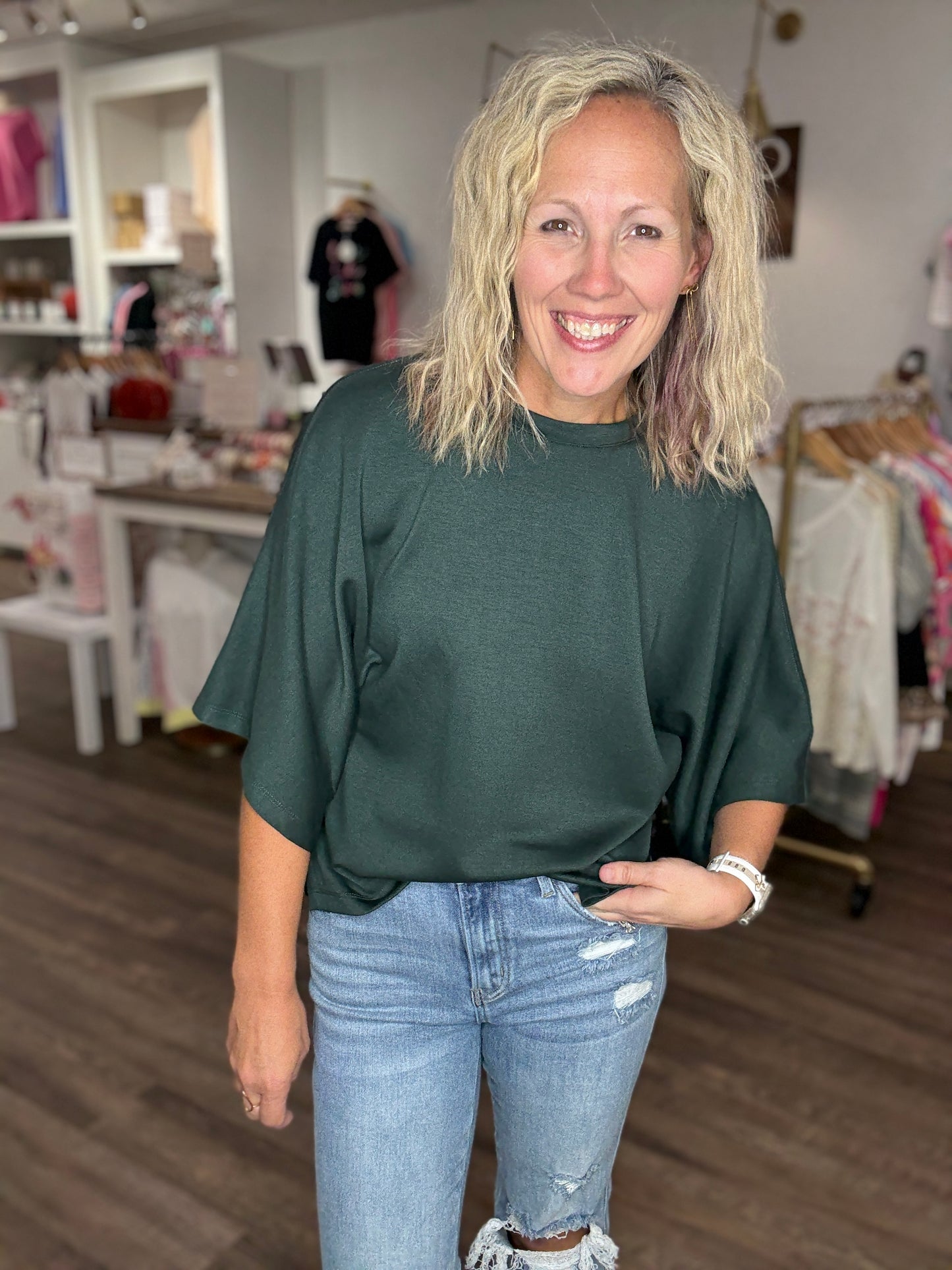 Saturday Stroll Top- Green