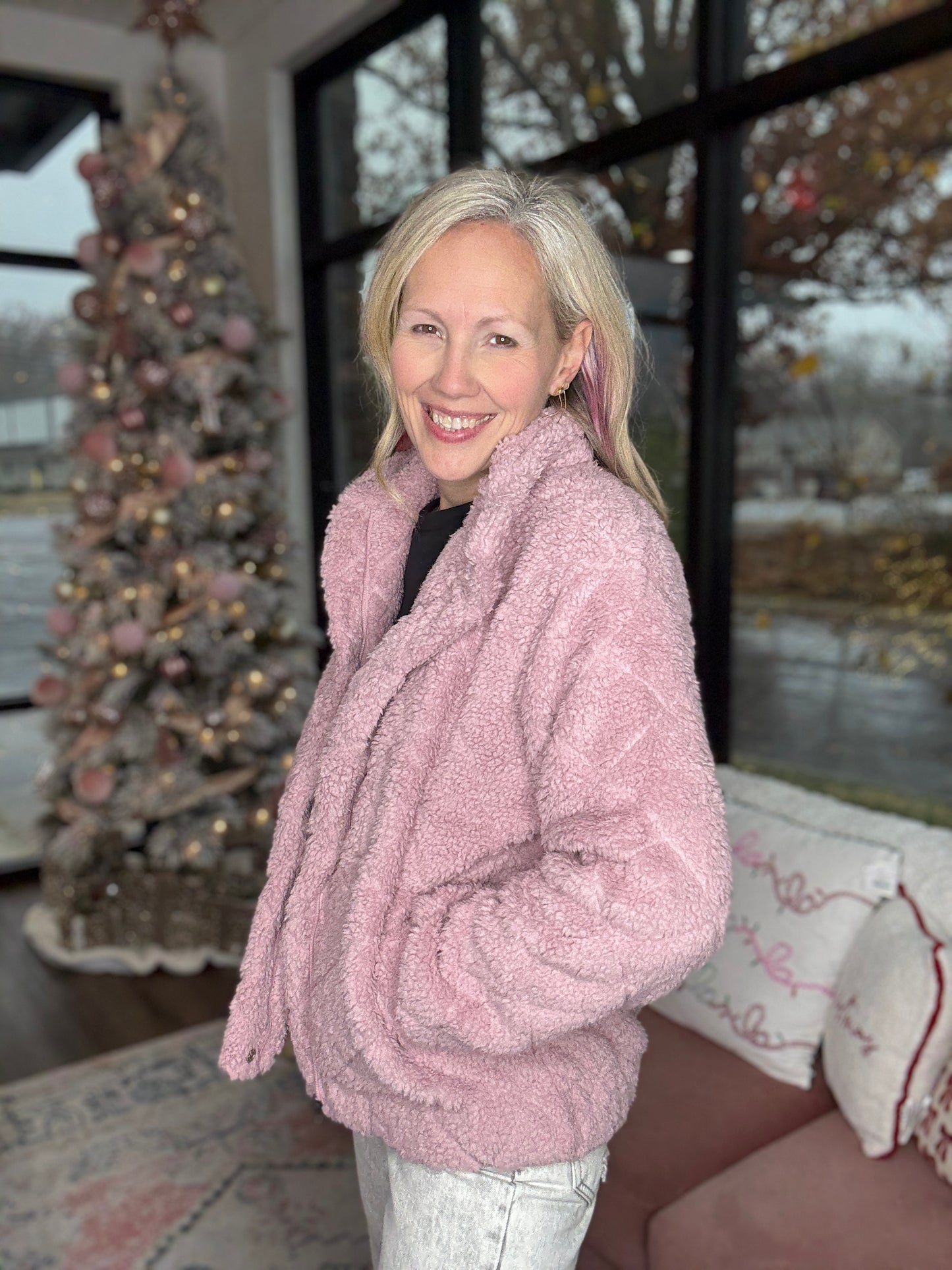 Candie Sherpa Jacket- Mauve