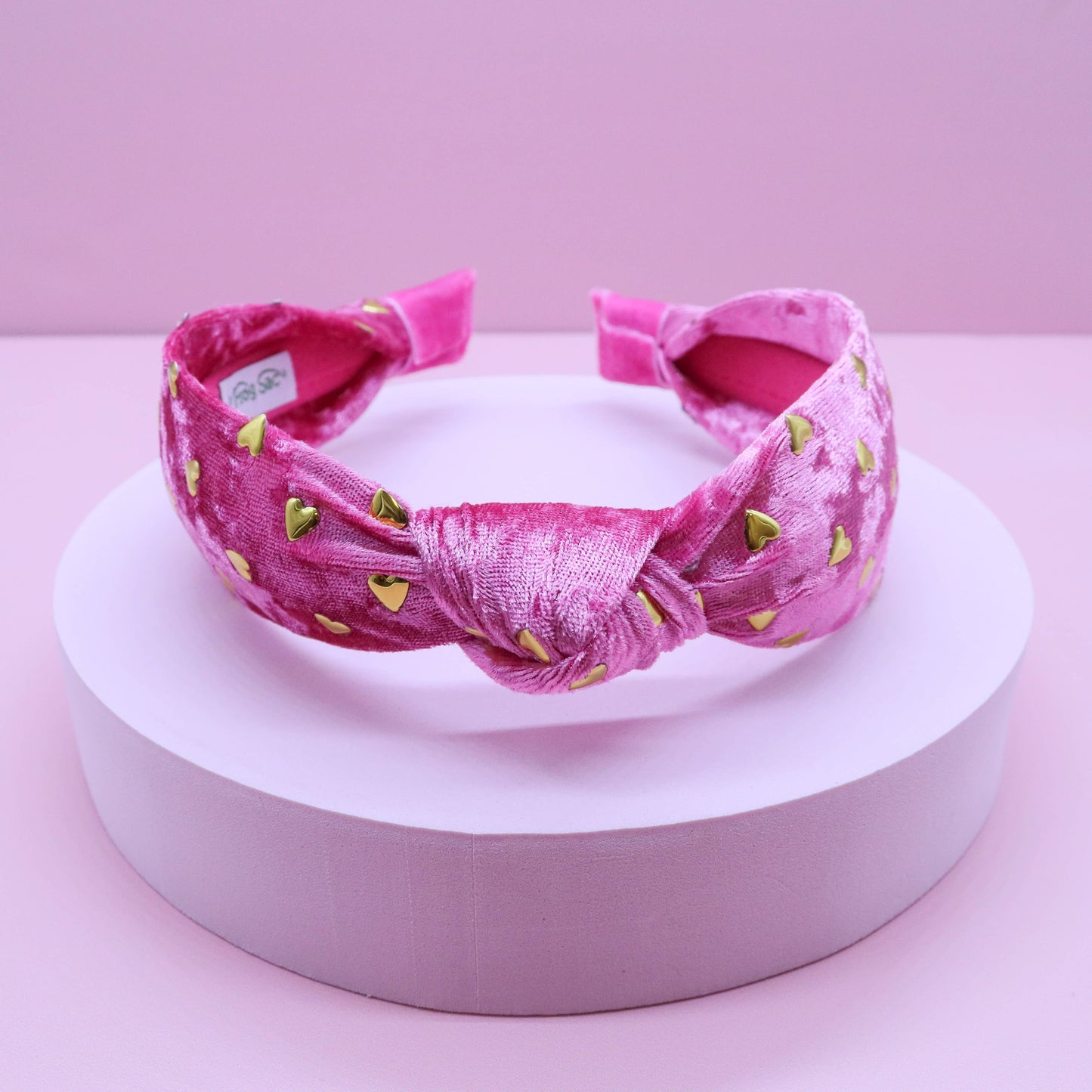 Gold Heart Velvet Knot Headband