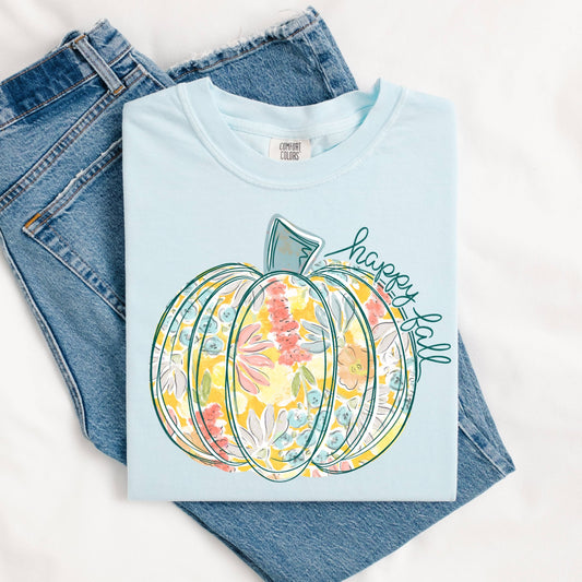 Happy Fall Floral Pumpkin Tee