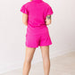Quarter Zip with Flutter Sleeves- Hot Pink