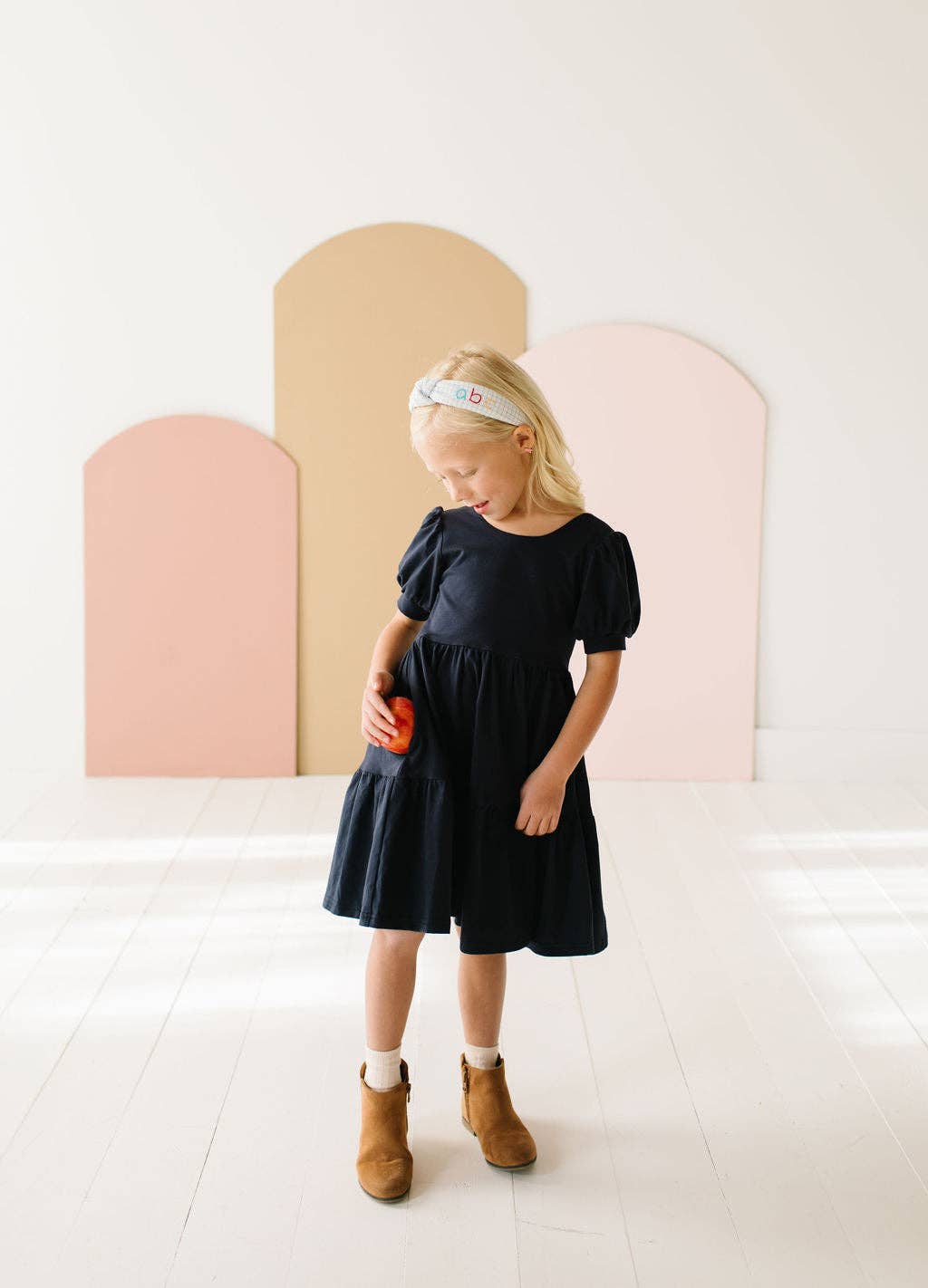 Puff Navy Twirl Dress