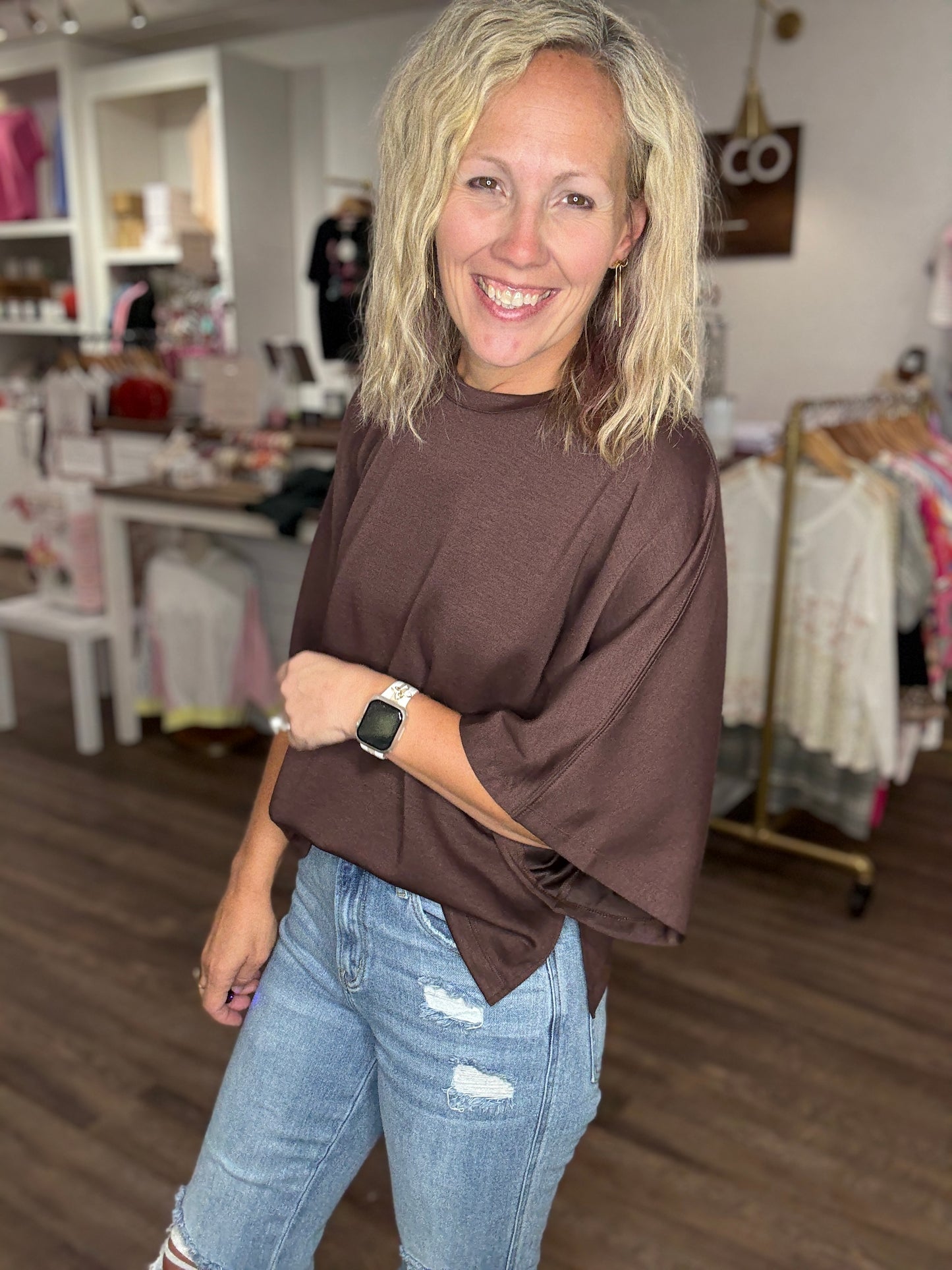 Saturday Stroll Top- Brown