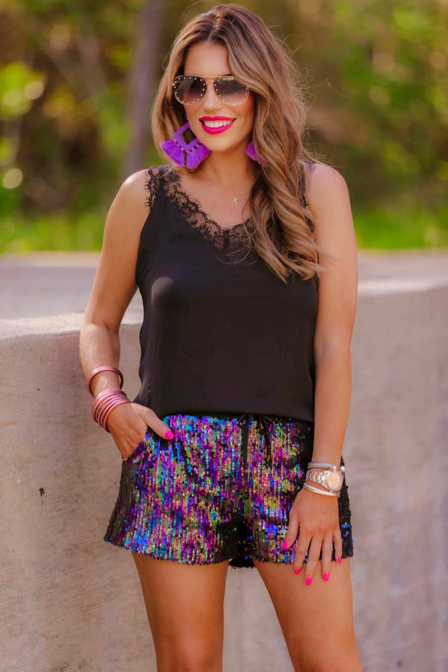 Hollywood Studded Sunglasses: Pink
