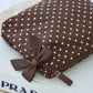 Espresso Polka Dot Bow Crinkle Makeup Bag