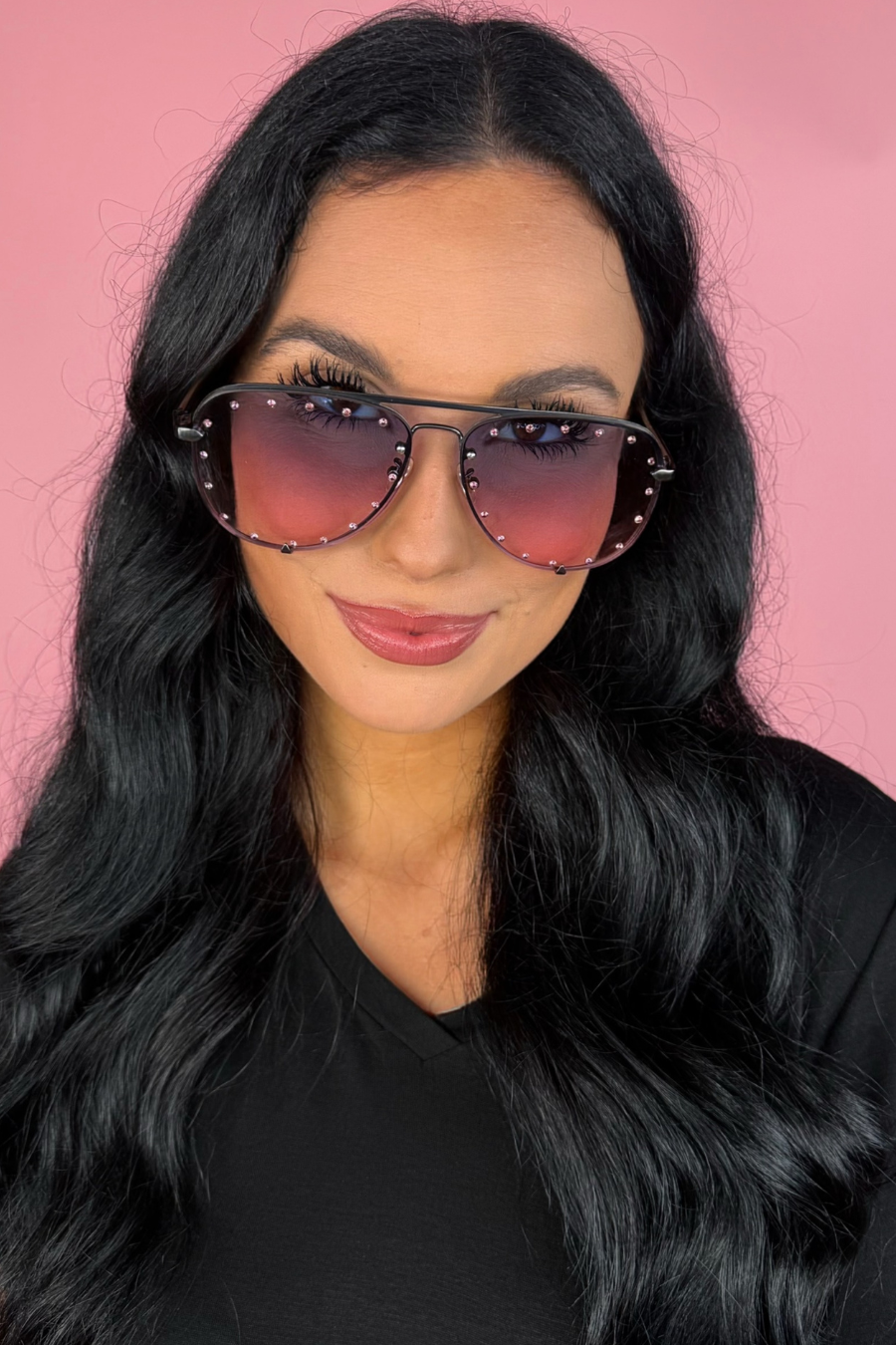 Hollywood Studded Sunglasses: Pink