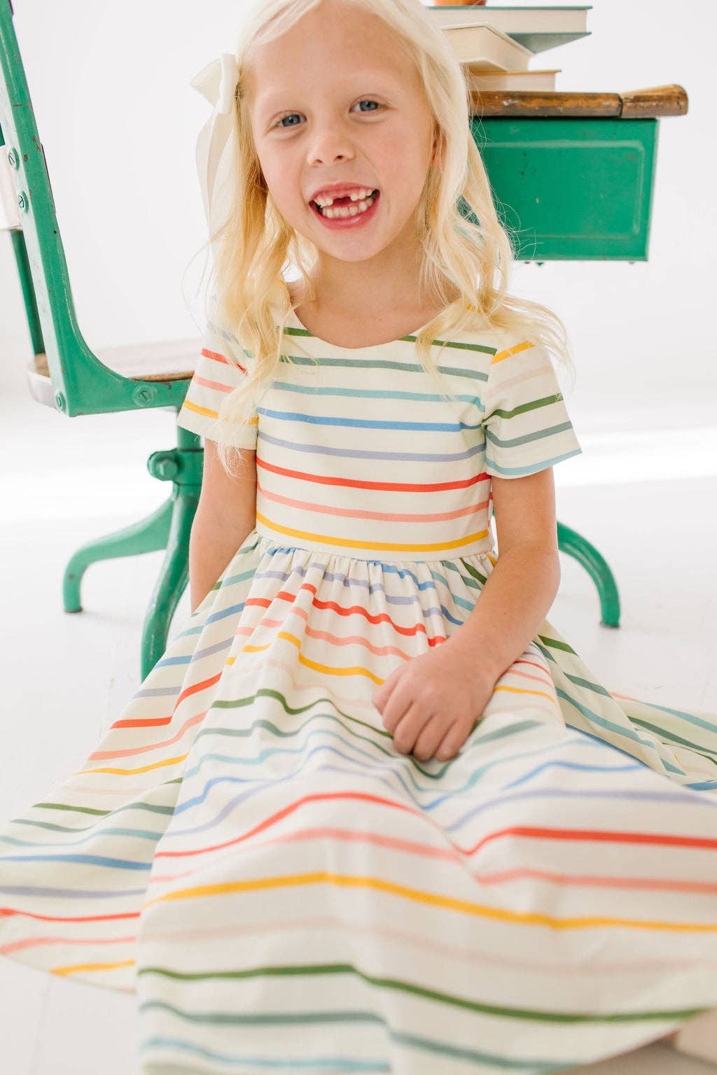 Primary Stripes Twirl Dress