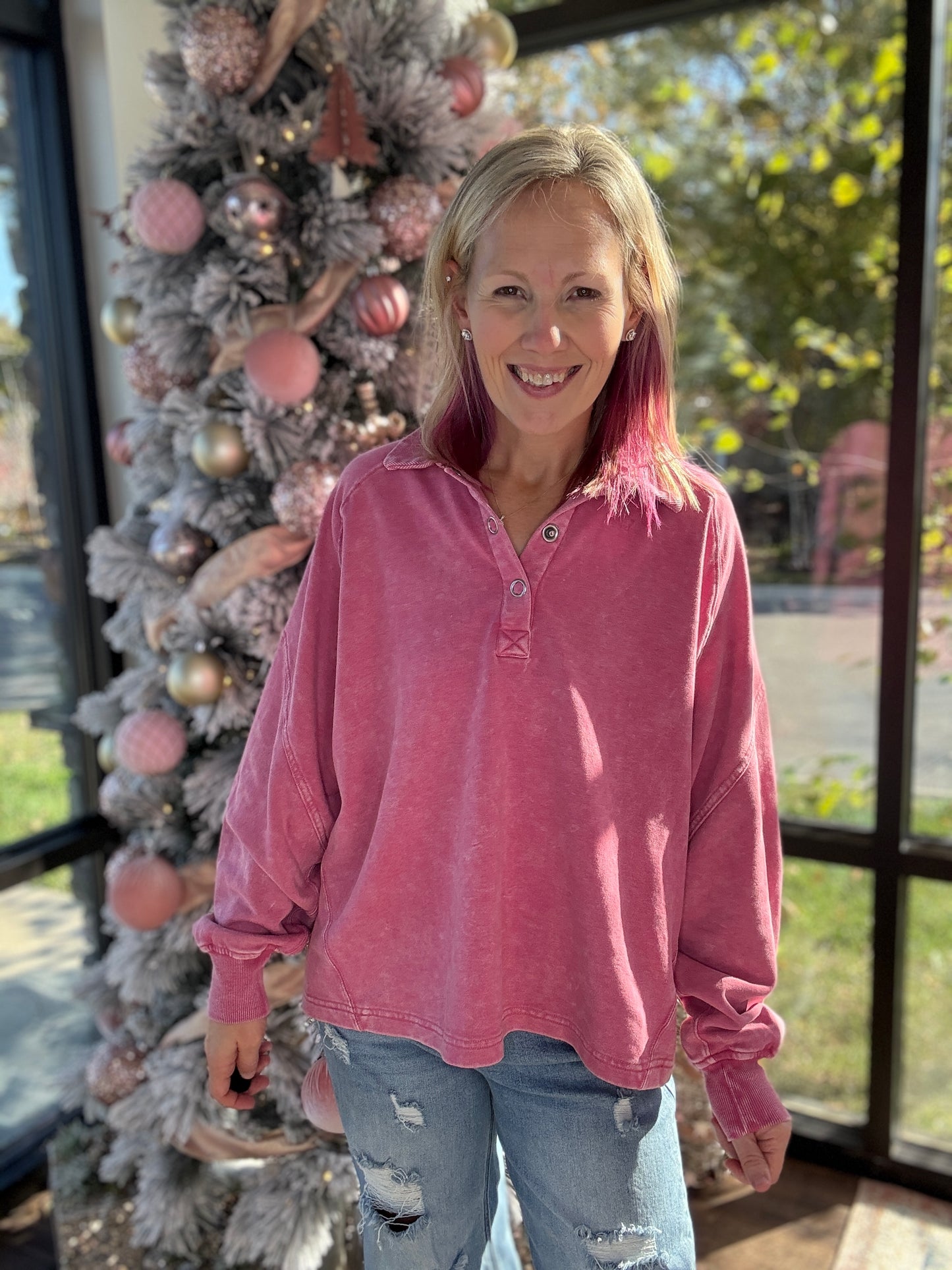 Berry Mineral Wash Pullover