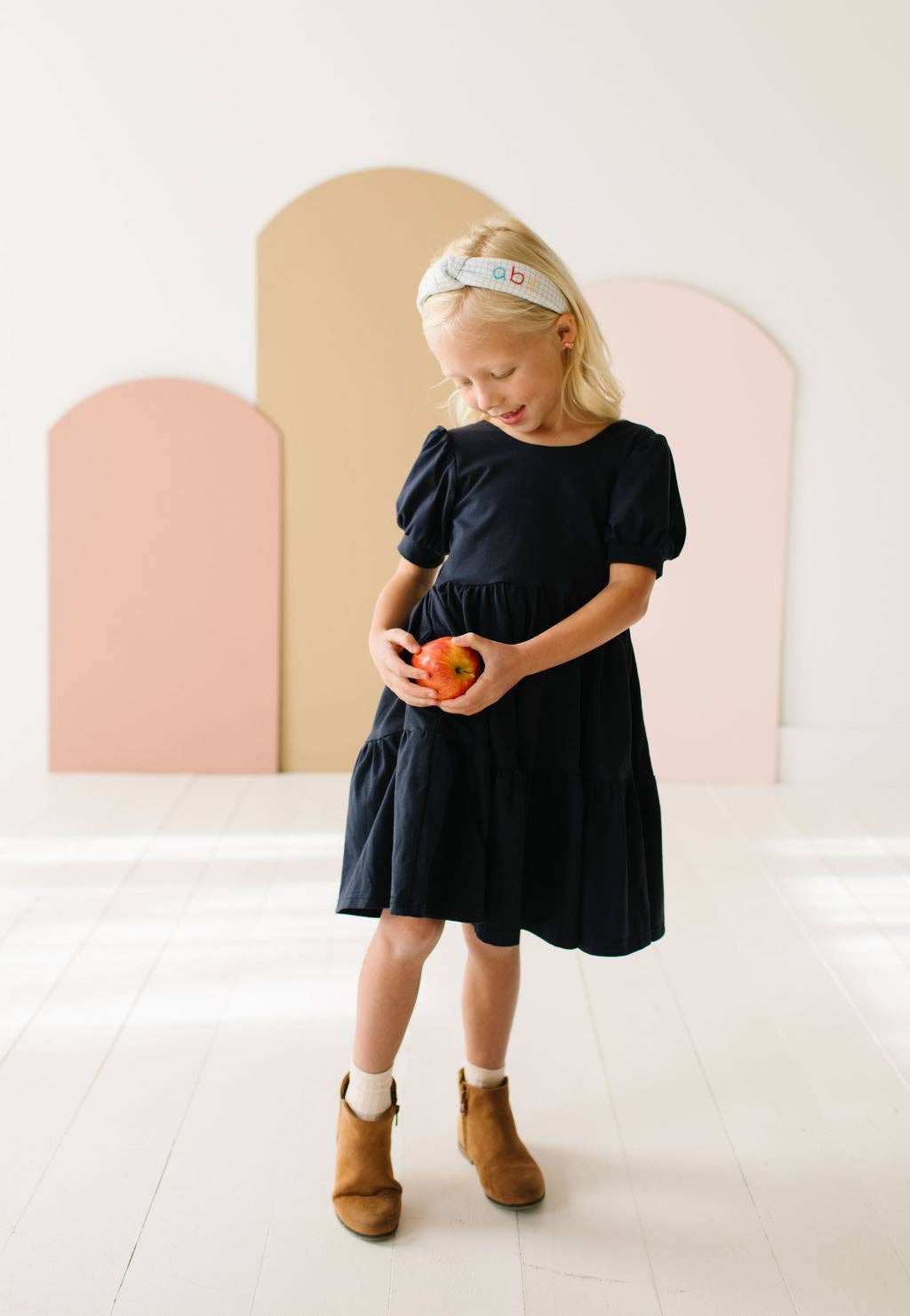 Puff Navy Twirl Dress