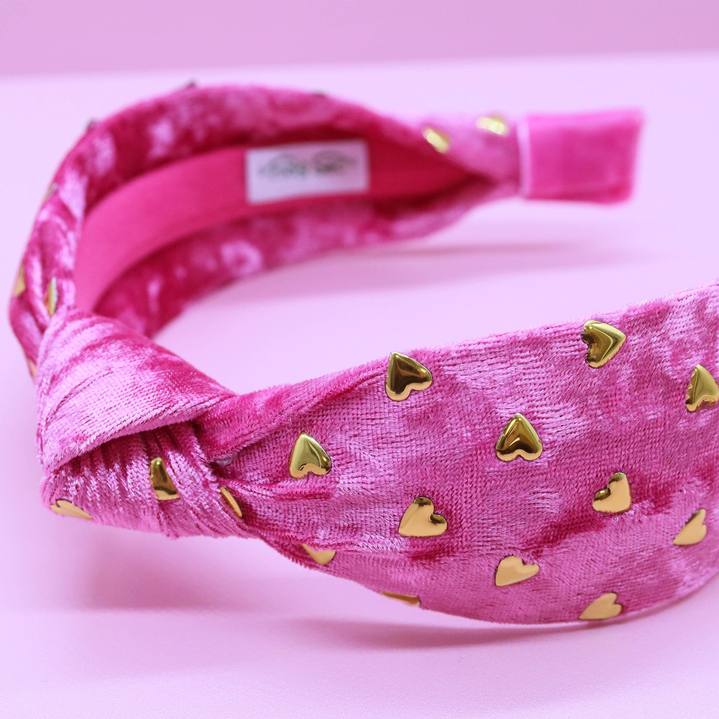 Gold Heart Velvet Knot Headband