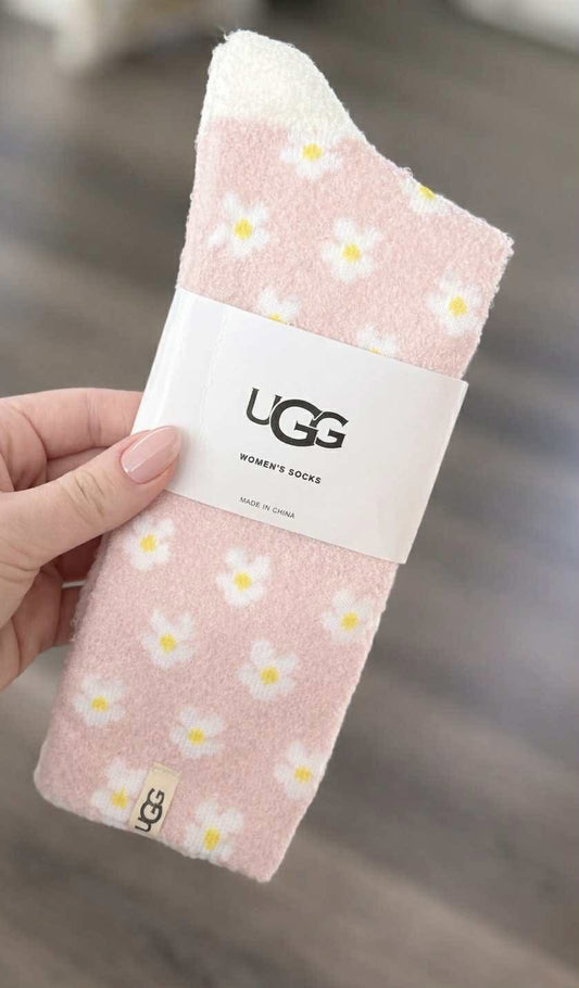 Cozy Socks-Pink Flower
