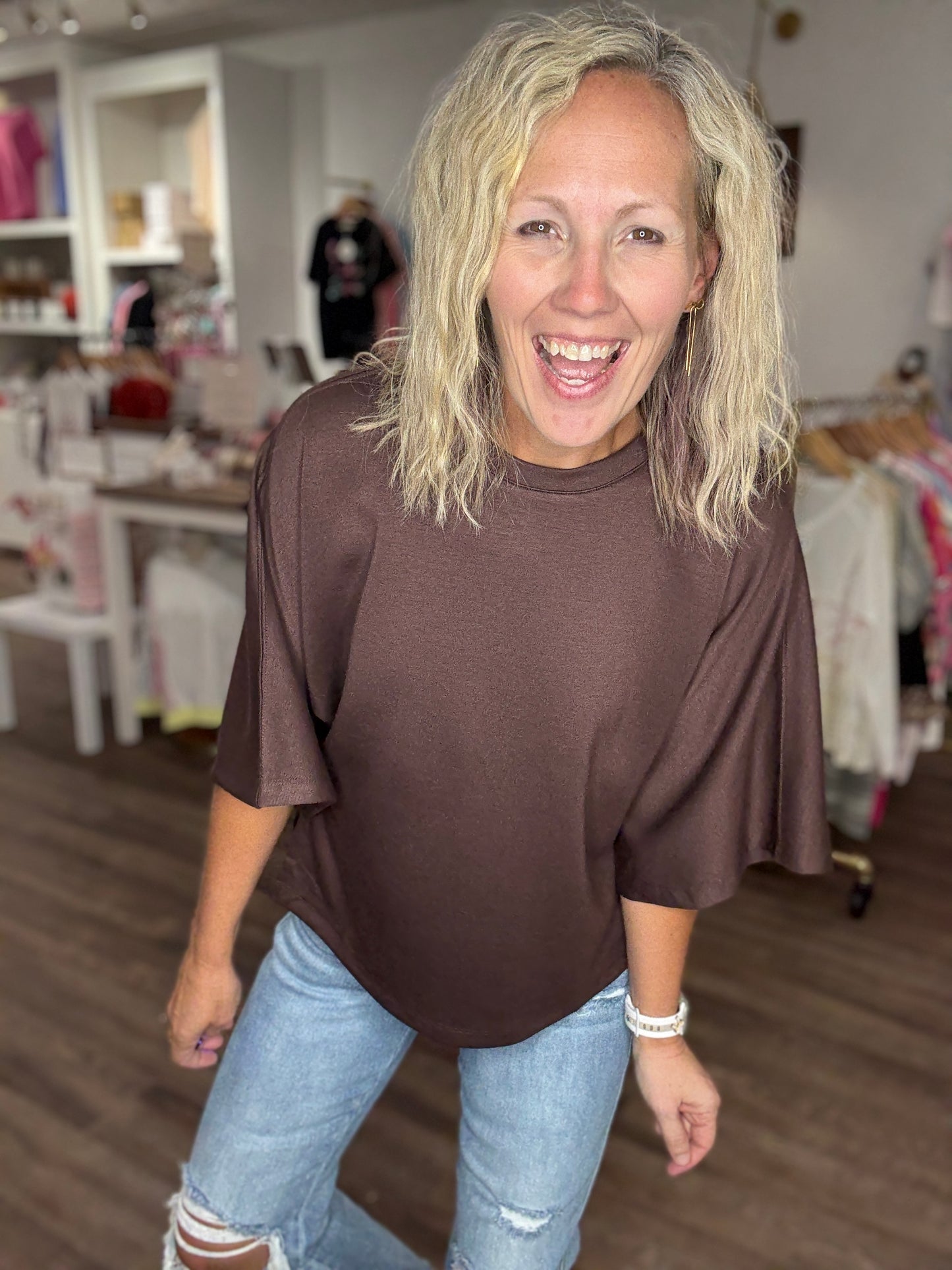 Saturday Stroll Top- Brown