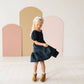 Puff Navy Twirl Dress