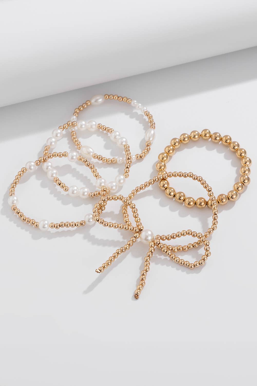 Bow Knot Pearl Beaded Bracelet Set