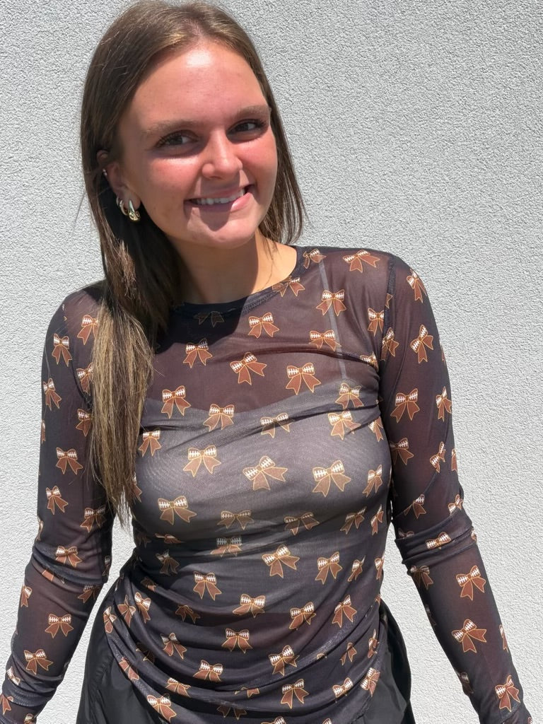 Football & Bows Mesh Top
