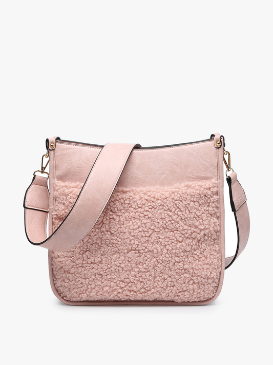 Chloe Teddy Trim Crossbody-Blush
