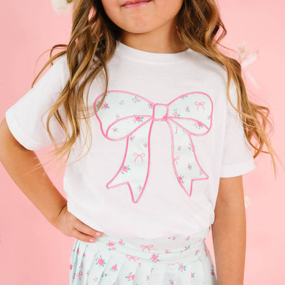 Sky Blue Floral Bow Tee