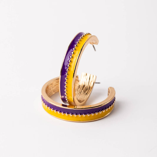 Game Day Earrings- Purple & Gold