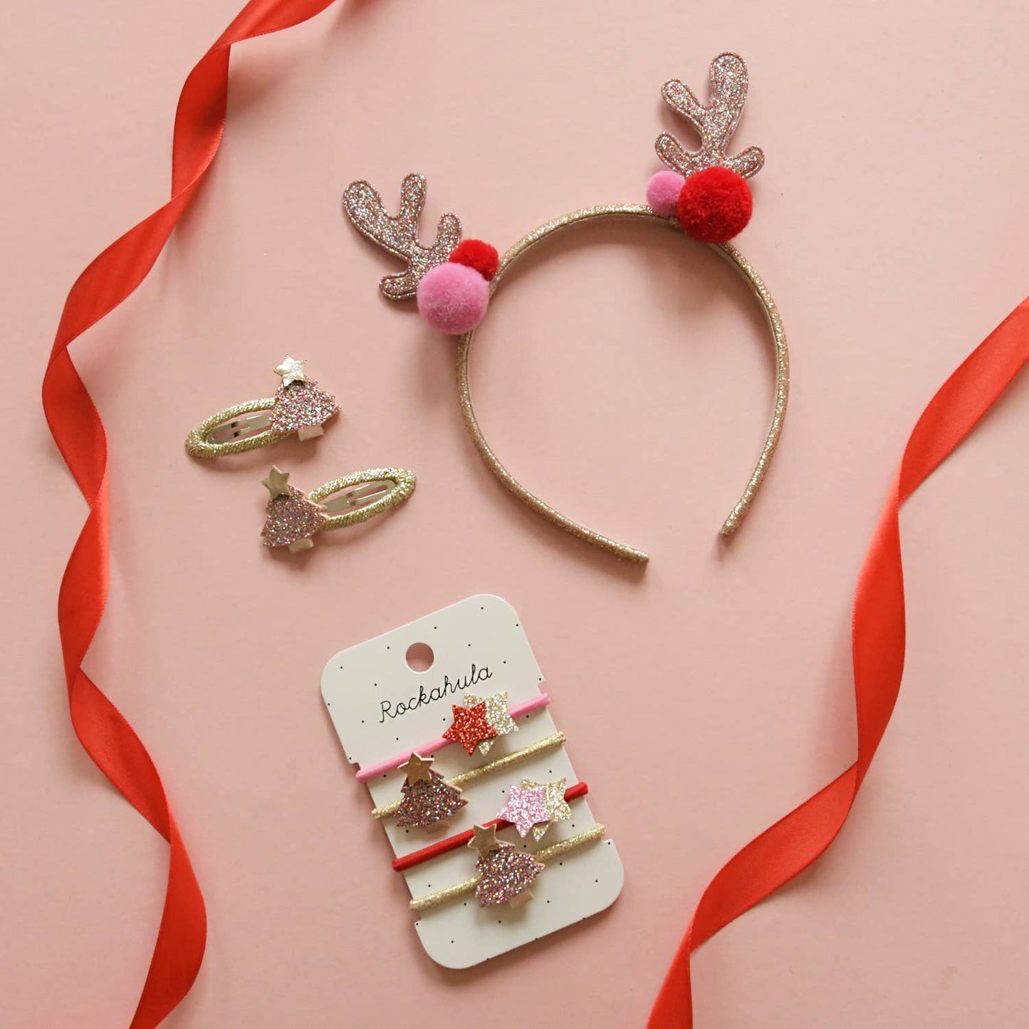 Jolly Pom Pom Reindeer Ears Headband
