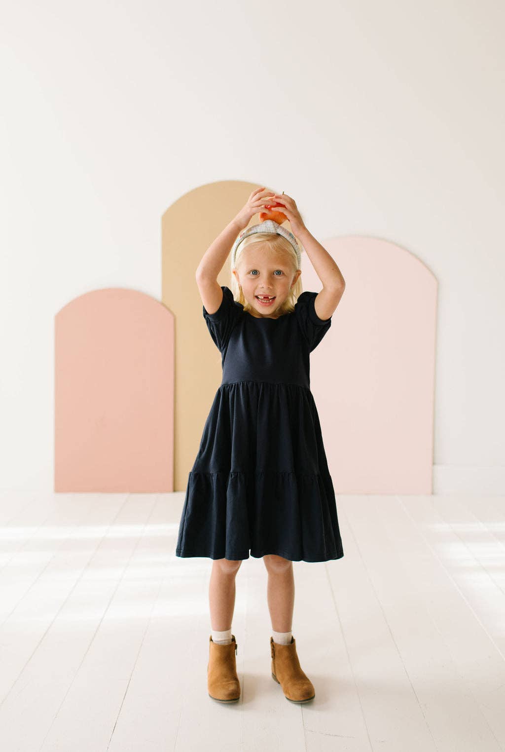 Puff Navy Twirl Dress