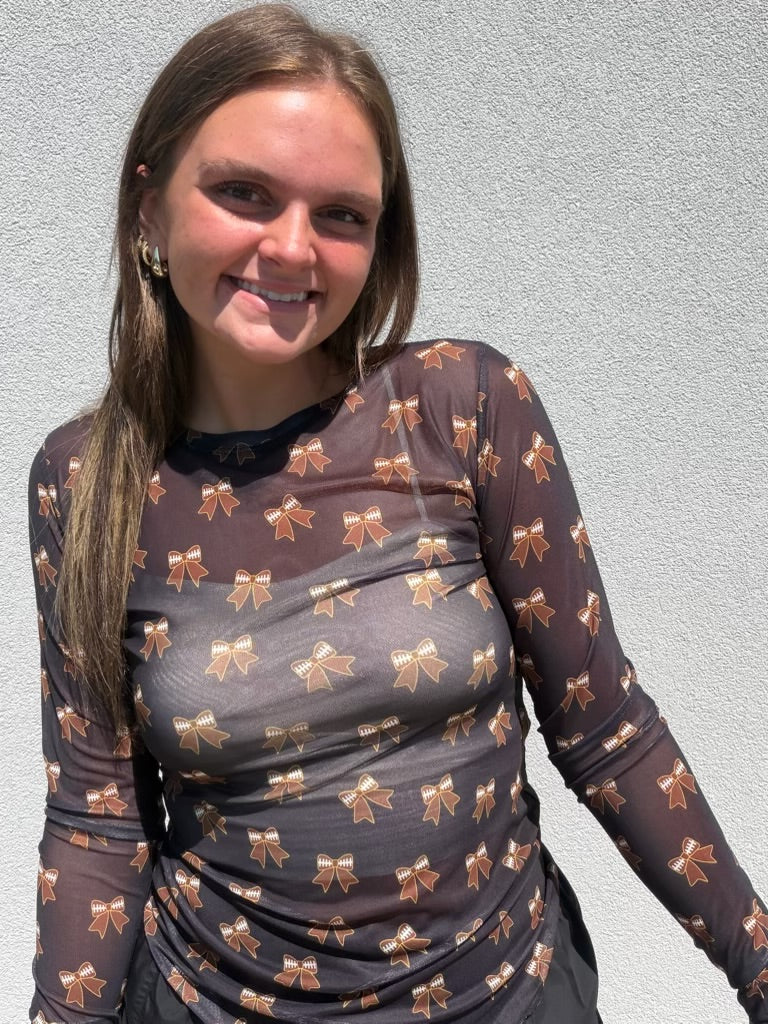 Football & Bows Mesh Top