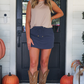 Navy Ribbed Skort