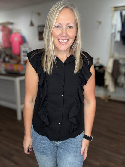 Kylie Twist Tie Top- Black (S,M)