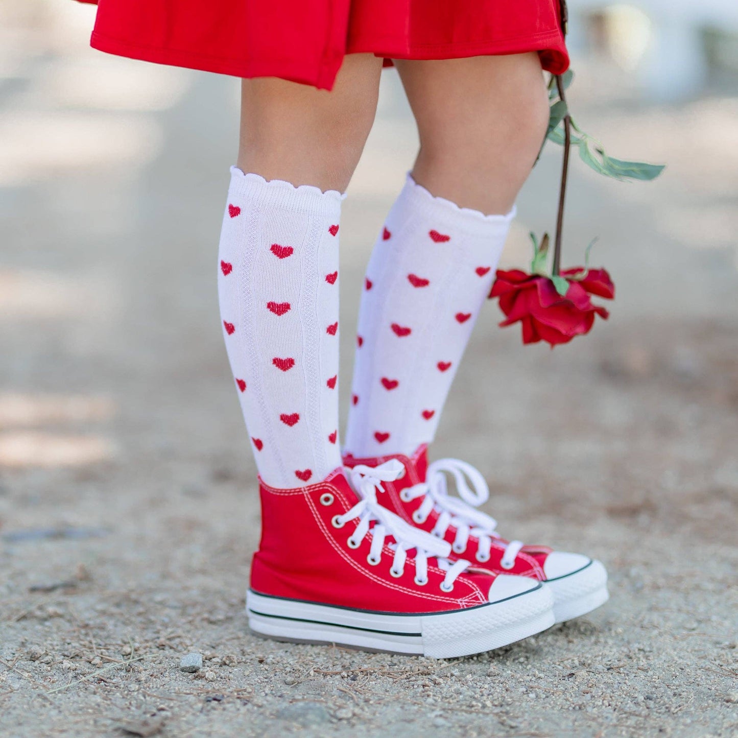 Heart Scalloped Knee High Socks