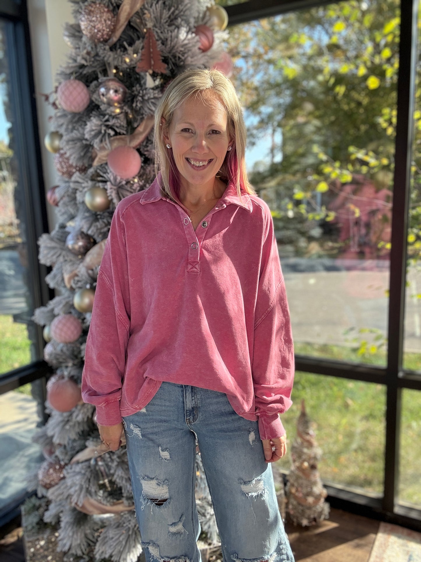 Berry Mineral Wash Pullover