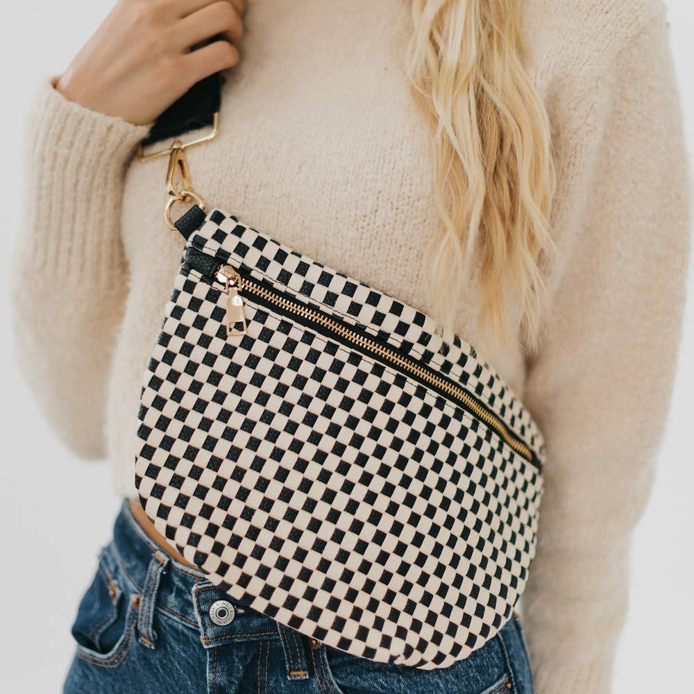 Westlyn Woven Bum Bag-Checkered Black