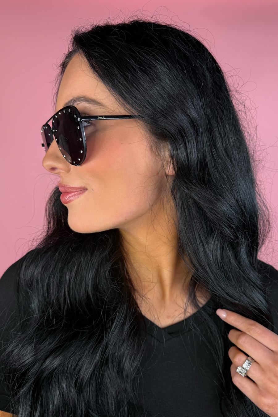 Hollywood Studded Sunglasses: Black