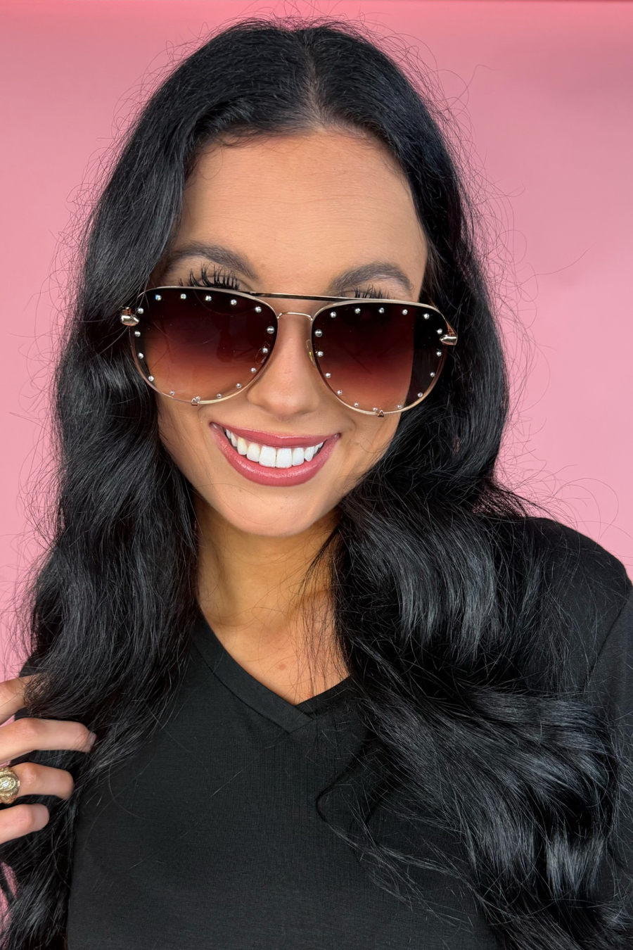 Hollywood Studded Sunglasses: Black