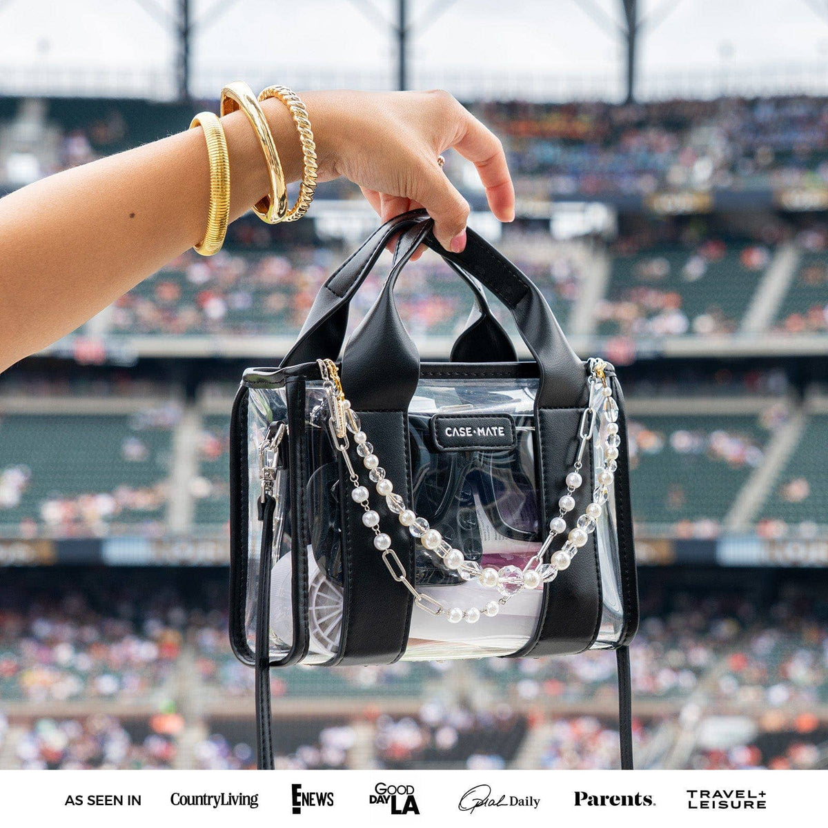 Varsity Red Bow Clear Stadium Bag
