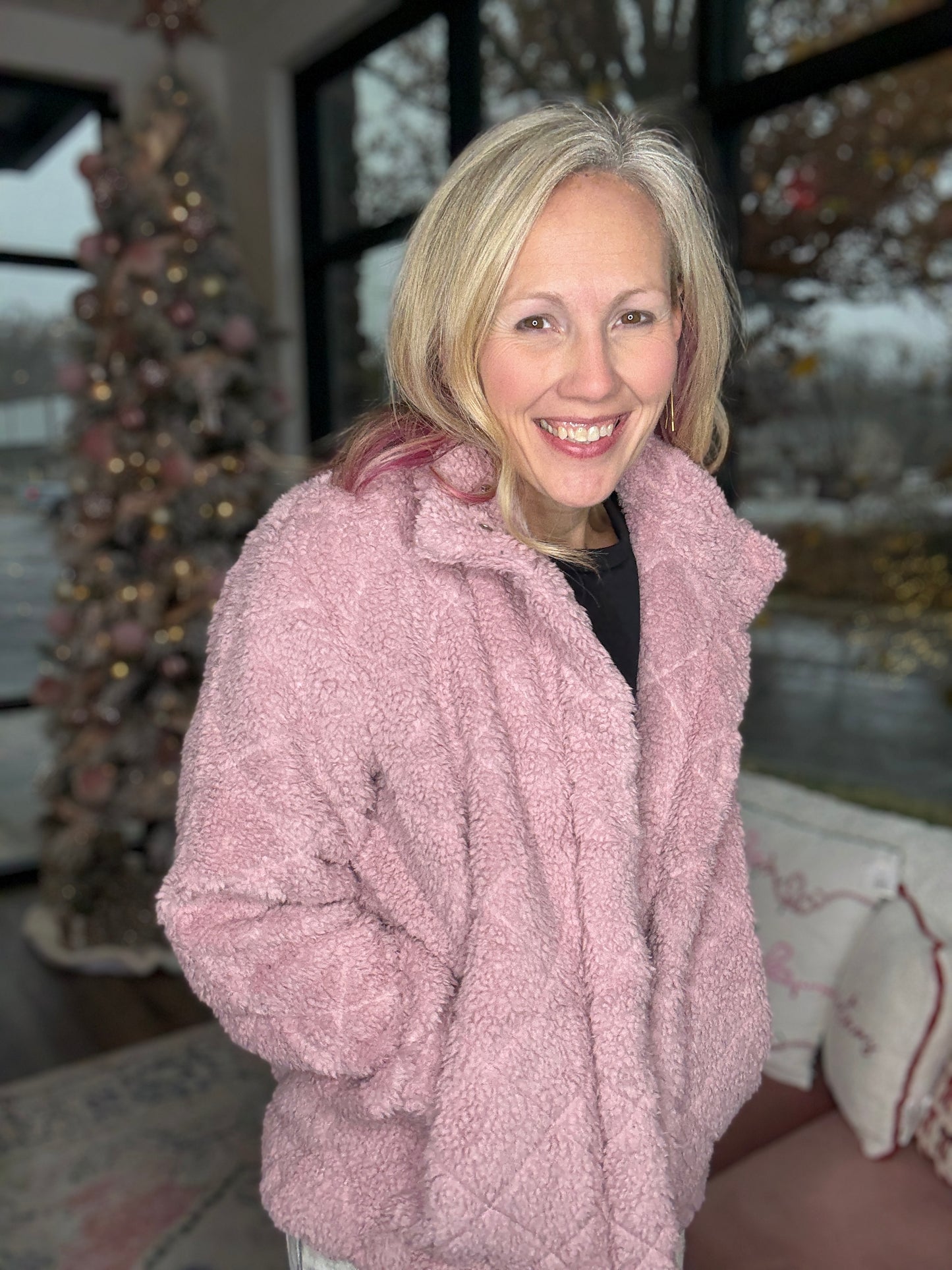 Candie Sherpa Jacket- Mauve