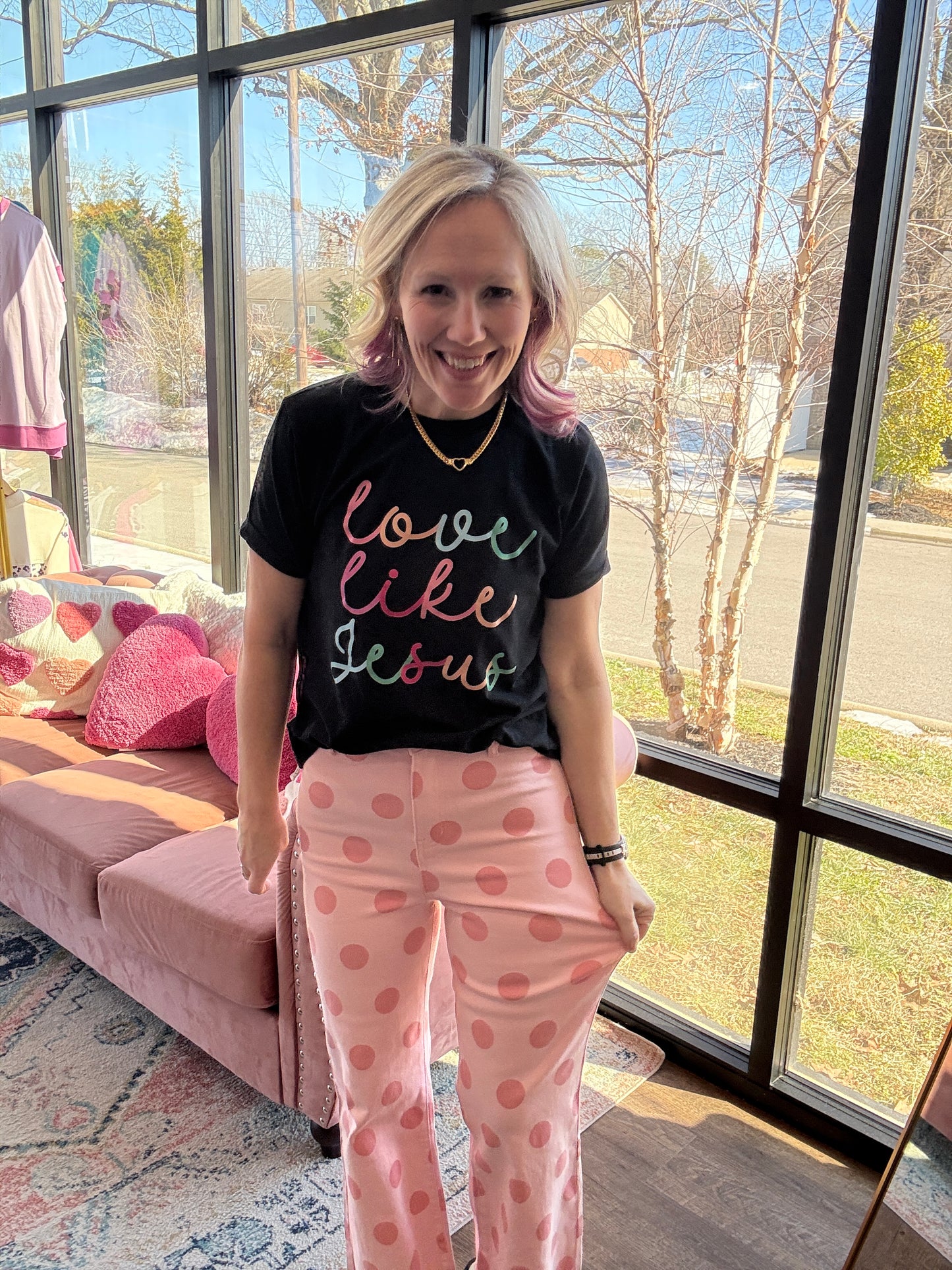 Pink Pop Polka Dot Denim