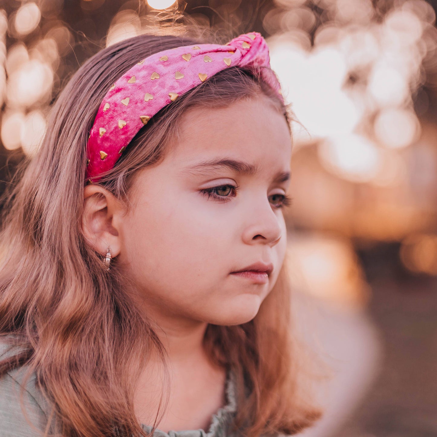 Gold Heart Velvet Knot Headband