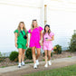 Quarter Zip with Flutter Sleeves- Hot Pink