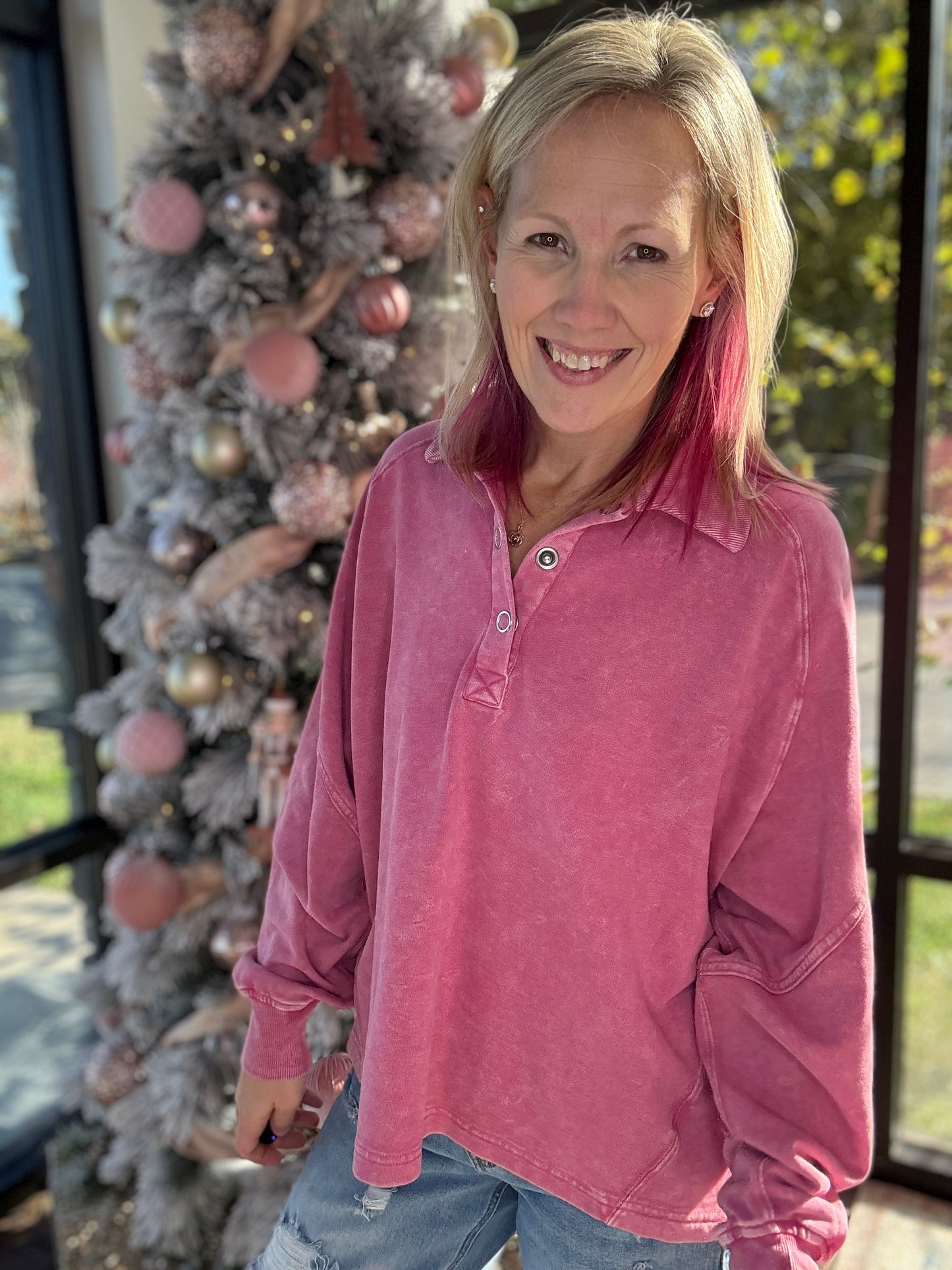 Berry Mineral Wash Pullover