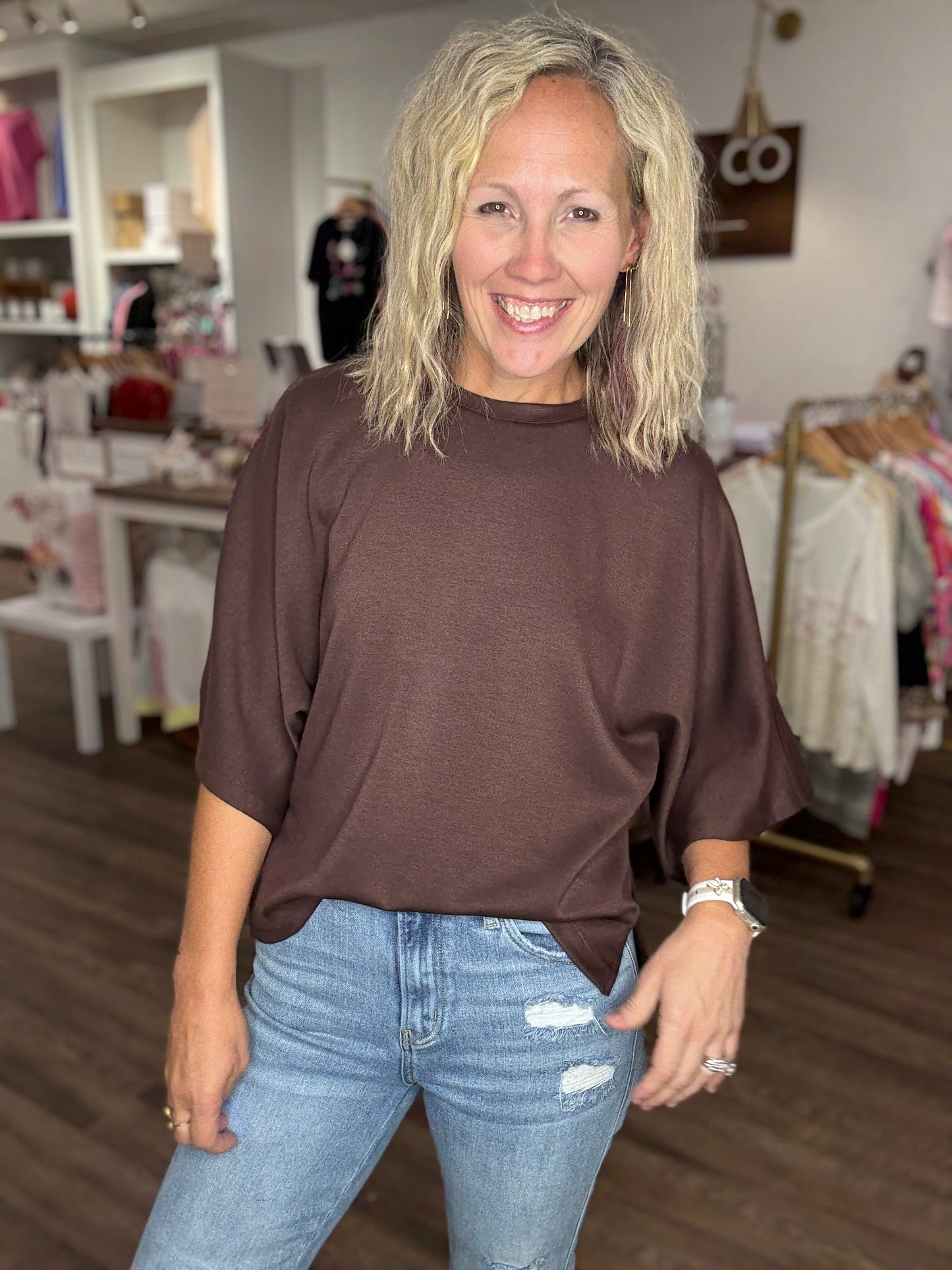 Saturday Stroll Top- Brown