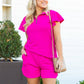 Quarter Zip with Flutter Sleeves- Hot Pink