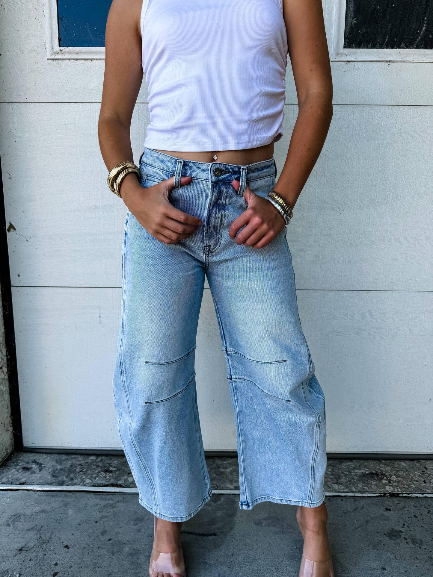 Light Wash Barrel Jeans