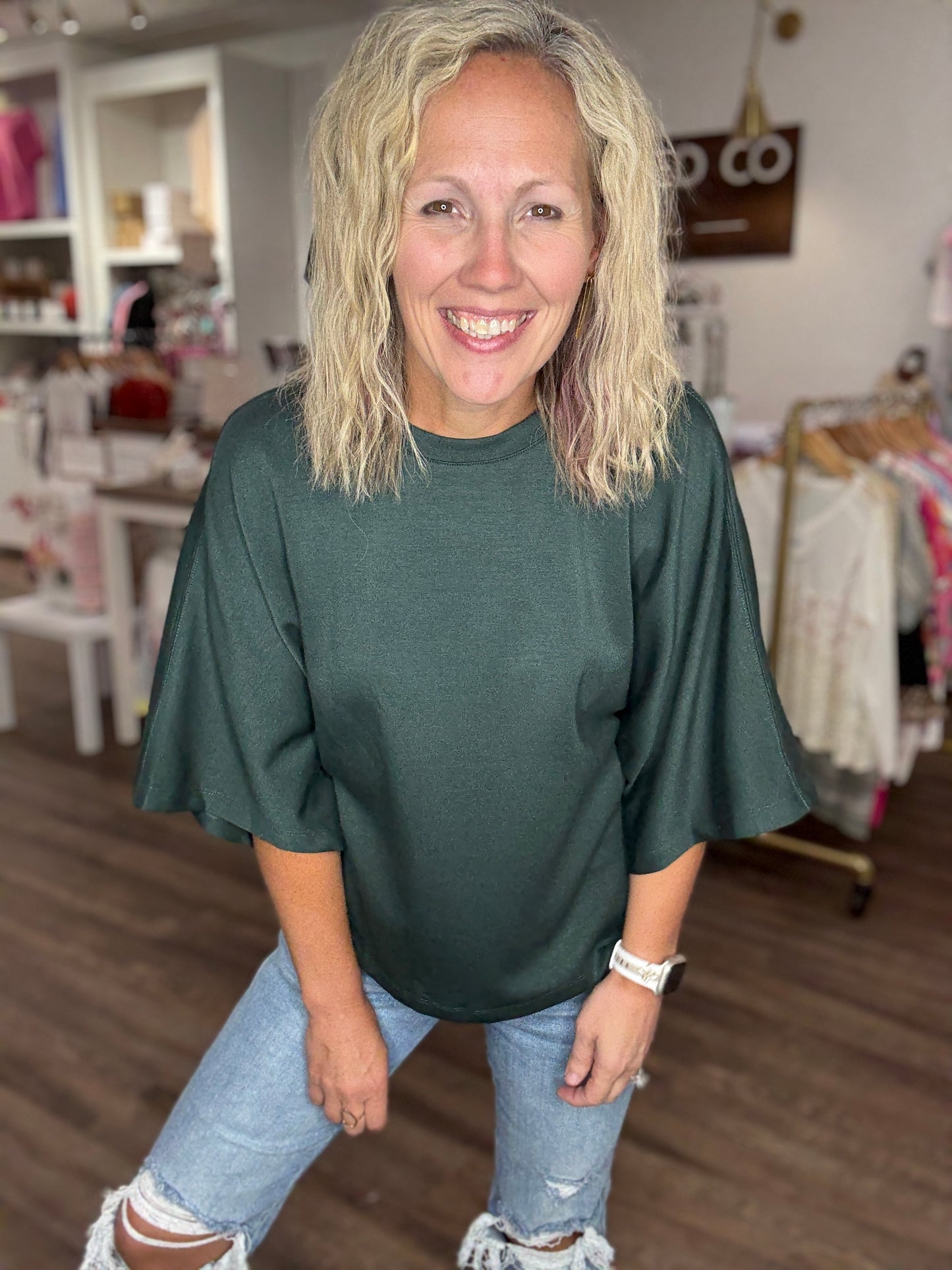 Saturday Stroll Top- Green