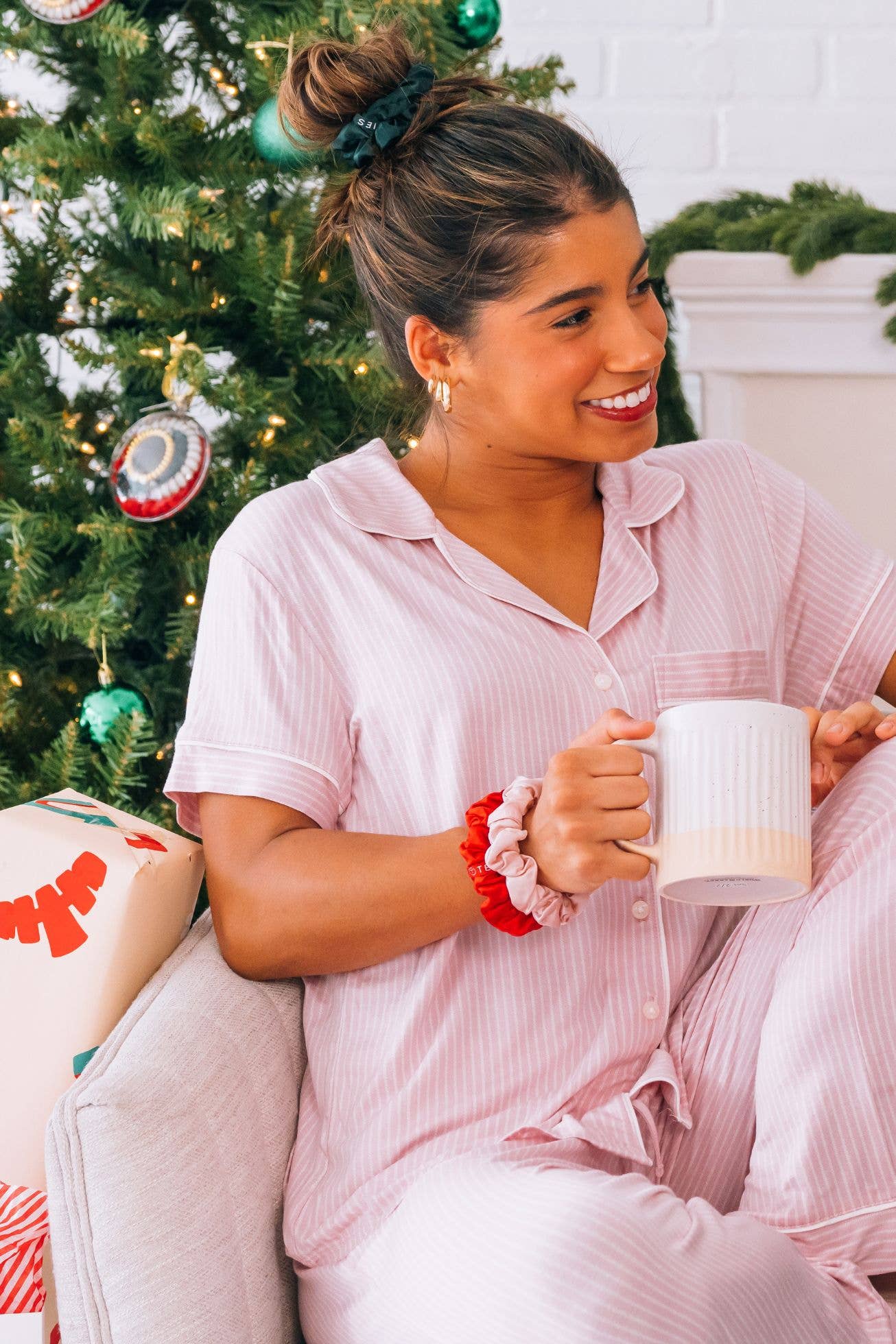 Silk Hair Scrunchie Poinsettia