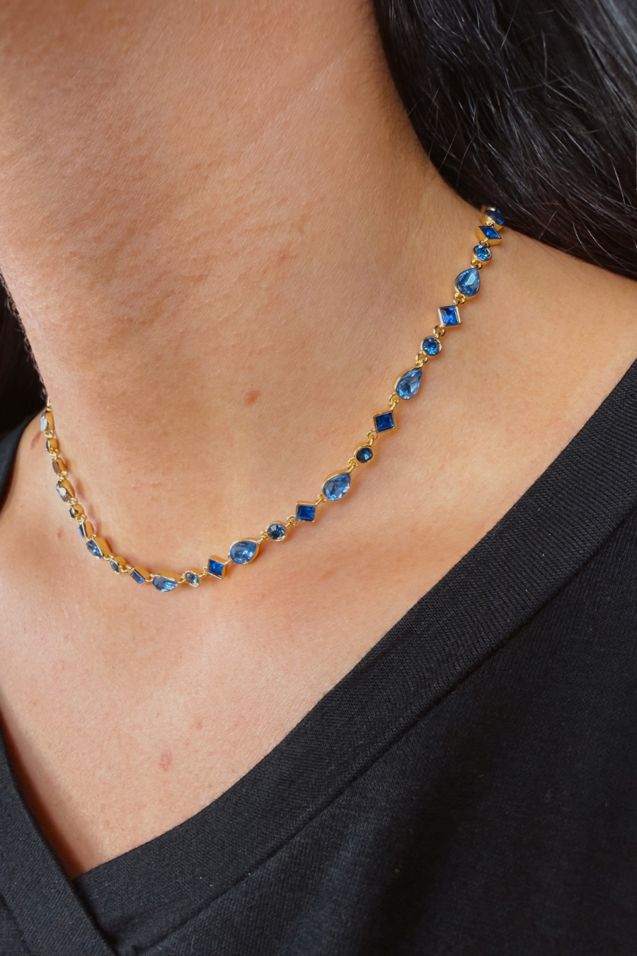 Santorini Stone Necklace- Blue