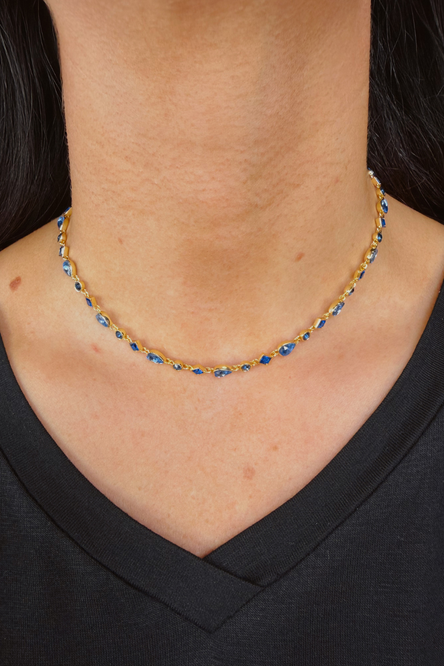 Santorini Stone Necklace- Blue