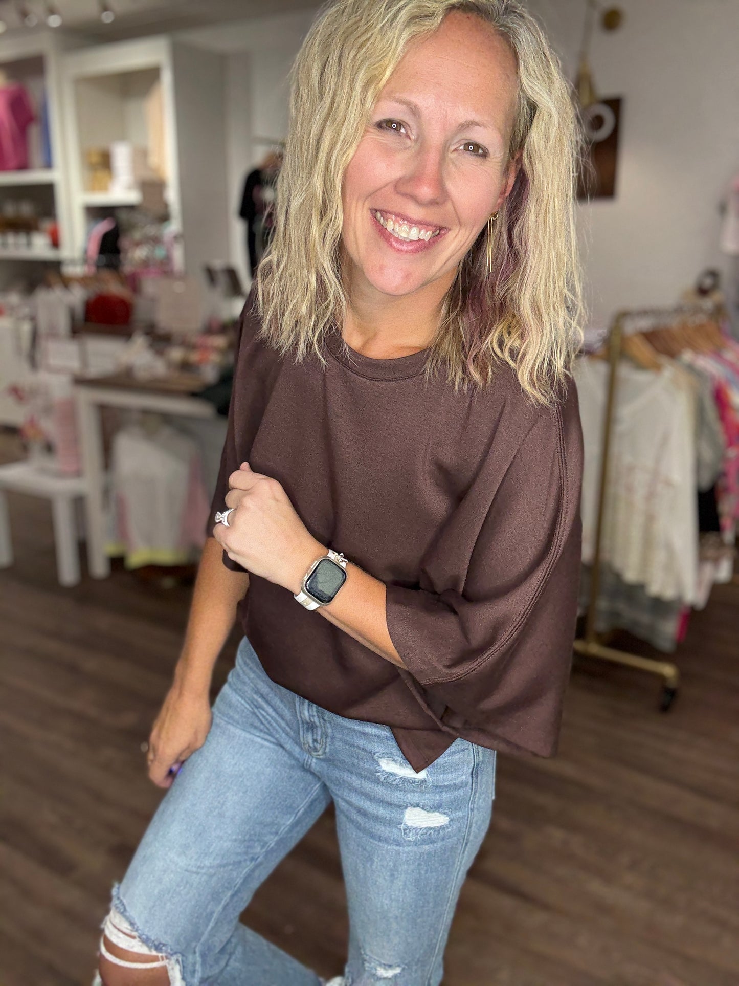 Saturday Stroll Top- Brown