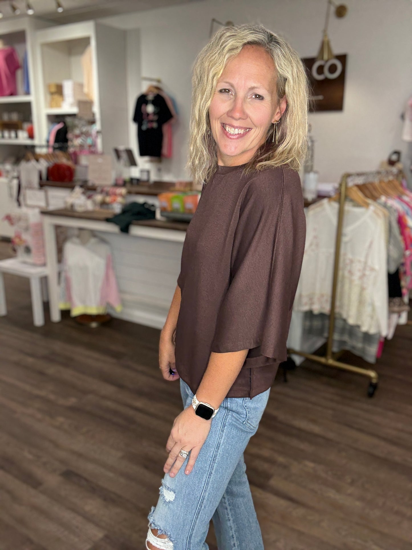 Saturday Stroll Top- Brown