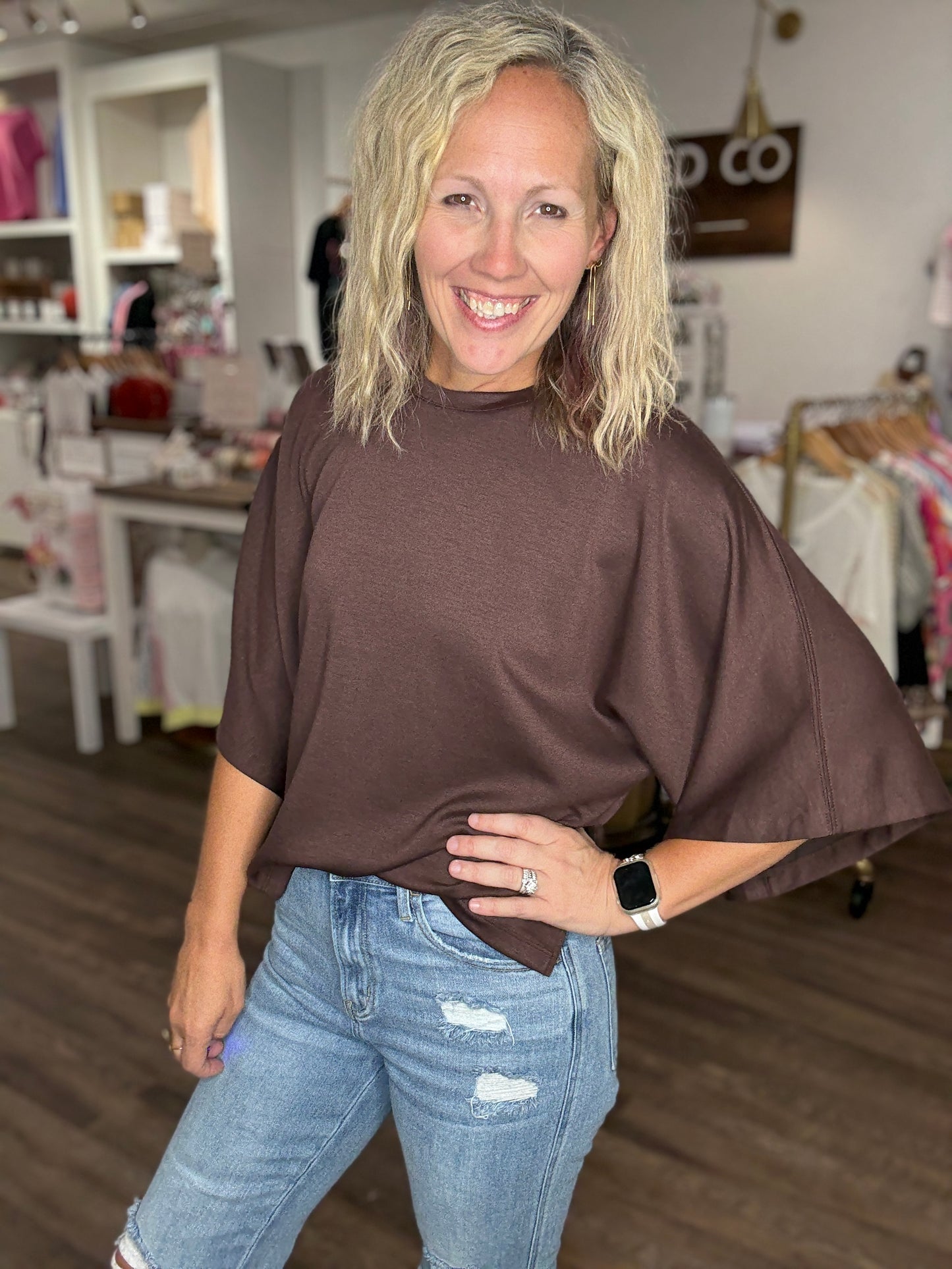 Saturday Stroll Top- Brown